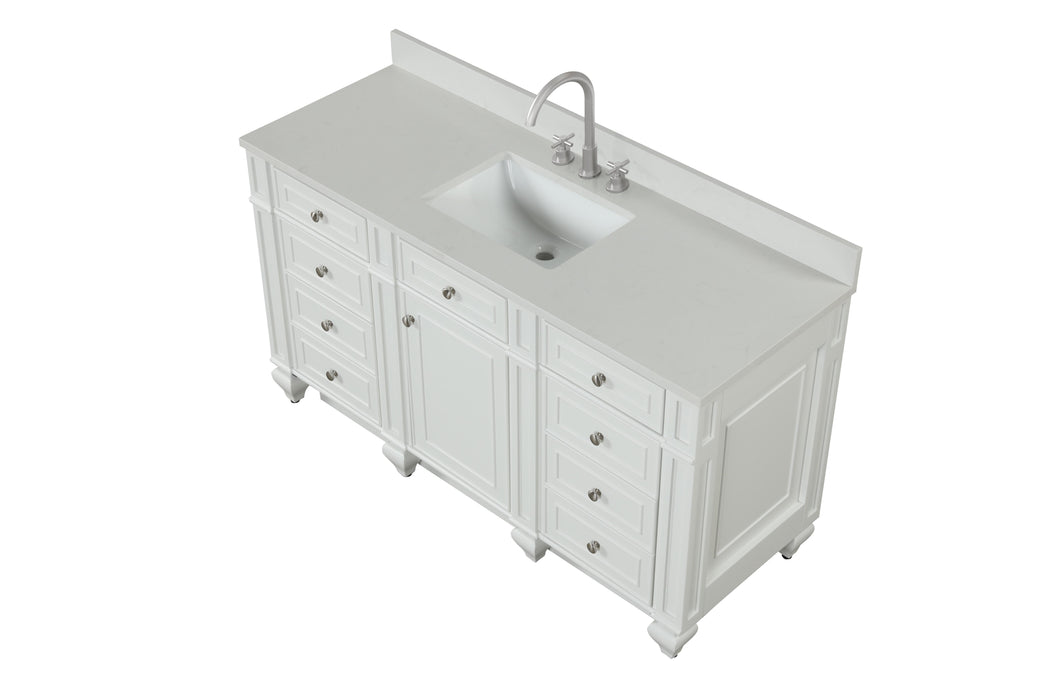 Winston 60" Single Sink Vanity with White Quartz Top