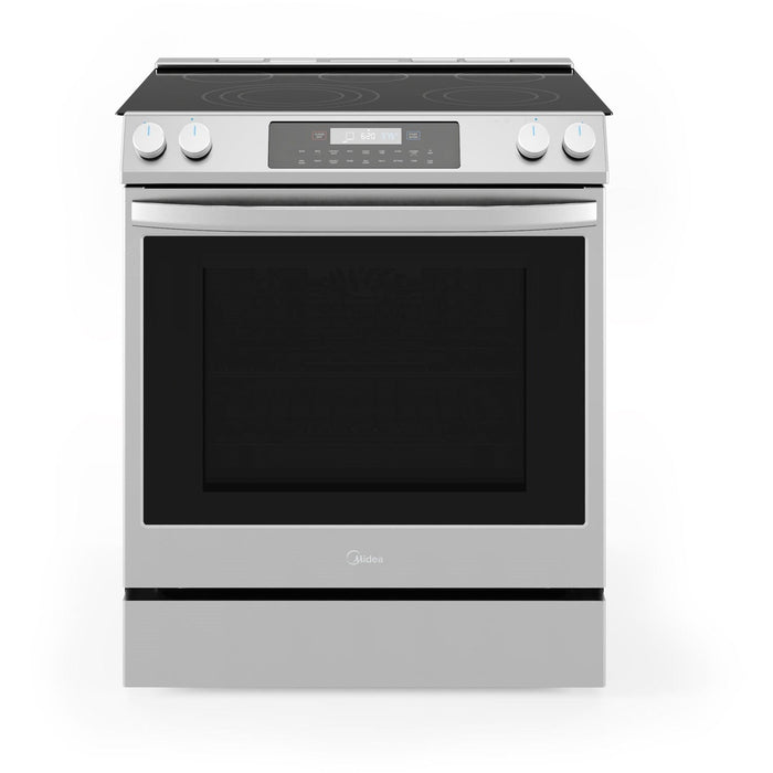 Midea 30-Inch Smart Slide-In Electric Range with 5 Elements, Wi-Fi Enabled, 6.3 Cu. Ft. Capacity, Standard Convection, Stainless Steel