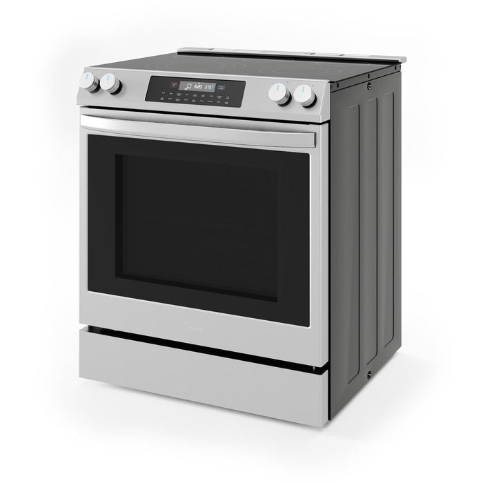 Midea 30-Inch Smart Slide-In Electric Range with 5 Elements, Wi-Fi Enabled, 6.3 Cu. Ft. Capacity, Standard Convection, Stainless Steel