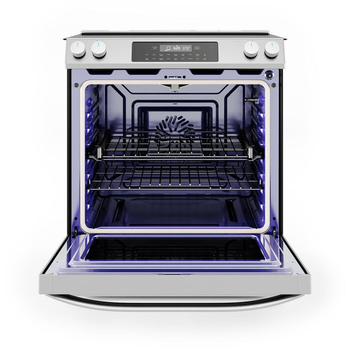 Midea 30-Inch Smart Slide-In Electric Range with 5 Elements, Wi-Fi Enabled, 6.3 Cu. Ft. Capacity, Standard Convection, Stainless Steel