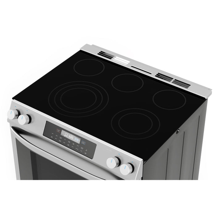 Midea 30-Inch Smart Slide-In Electric Range with 5 Elements, Wi-Fi Enabled, 6.3 Cu. Ft. Capacity, Standard Convection, Stainless Steel