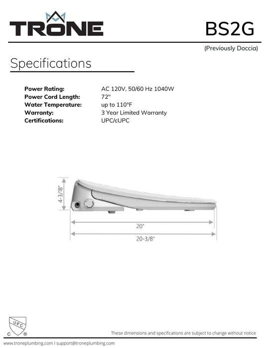 Trone BS2G Electronic Bidet Seat