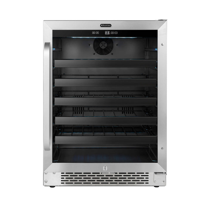 Whynter 24 inch Built-In 46-Bottle Undercounter Stainless Steel Wine Refrigerator with Reversible Door, Digital Control, Lock & Carbon Filter