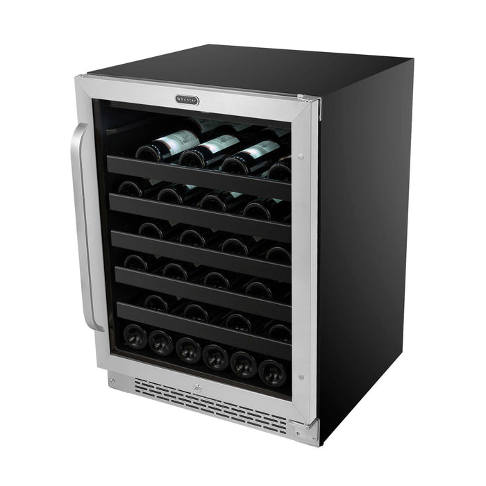Whynter 24 inch Built-In 46-Bottle Undercounter Stainless Steel Wine Refrigerator with Reversible Door, Digital Control, Lock & Carbon Filter