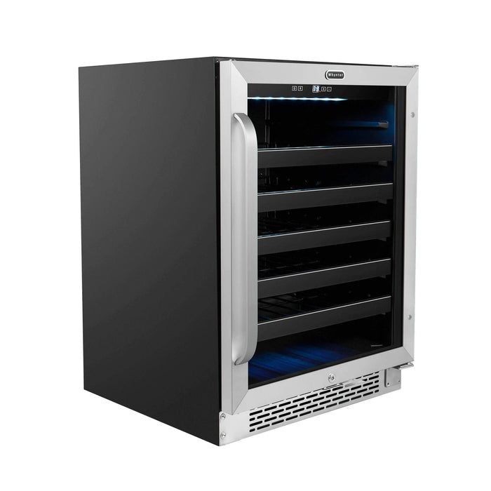 Whynter 24 inch Built-In 46-Bottle Undercounter Stainless Steel Wine Refrigerator with Reversible Door, Digital Control, Lock & Carbon Filter