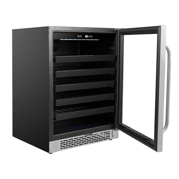 Whynter 24 inch Built-In 46-Bottle Undercounter Stainless Steel Wine Refrigerator with Reversible Door, Digital Control, Lock & Carbon Filter