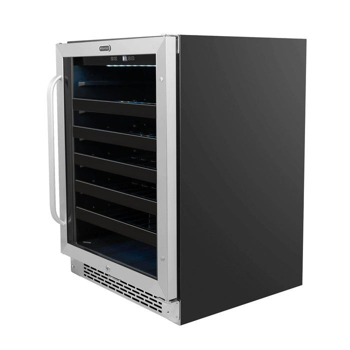 Whynter 24 inch Built-In 46-Bottle Undercounter Stainless Steel Wine Refrigerator with Reversible Door, Digital Control, Lock & Carbon Filter