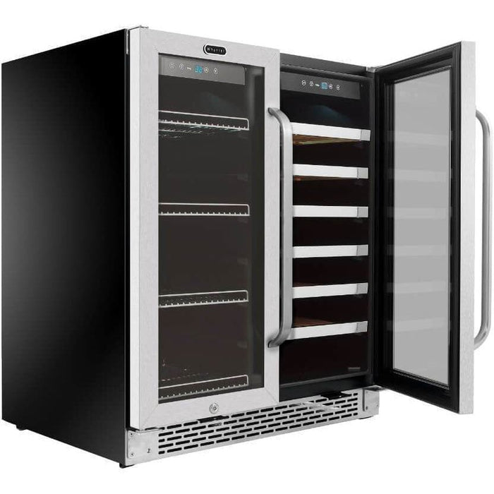 Whynter 30″ Built-In French Door Dual Zone Wine Refrigerator with a Capacity for 33 Bottles and 88 Cans Beverage Center