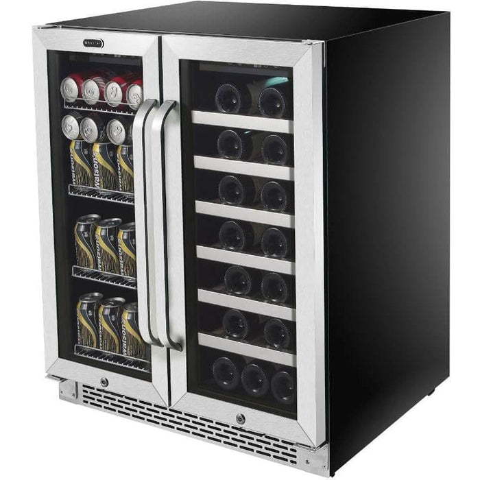 Whynter 30″ Built-In French Door Dual Zone Wine Refrigerator with a Capacity for 33 Bottles and 88 Cans Beverage Center