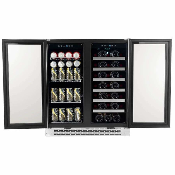 Whynter 30″ Built-In French Door Dual Zone Wine Refrigerator with a Capacity for 33 Bottles and 88 Cans Beverage Center