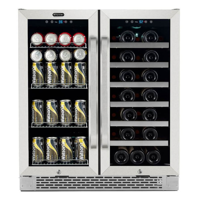 Whynter 30″ Built-In French Door Dual Zone Wine Refrigerator with a Capacity for 33 Bottles and 88 Cans Beverage Center