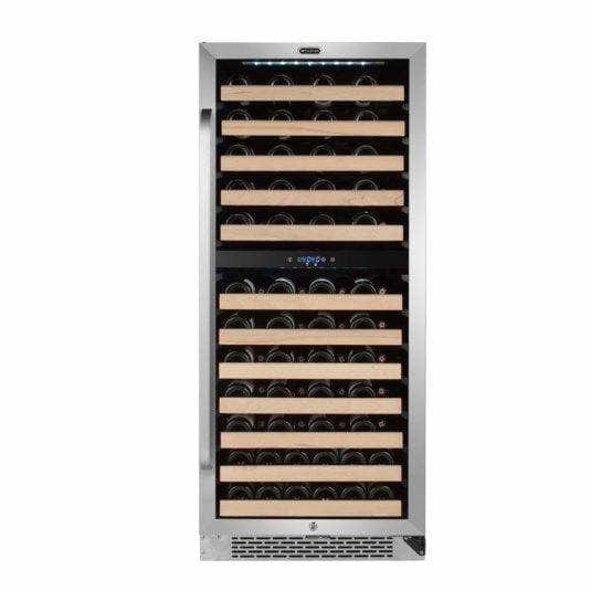 Whynter 92-Bottle Built-in Stainless Steel Dual Zone Compressor Wine Refrigerator with Display Rack and LED display