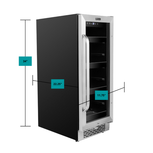Whynter 12 inch Built-In 60 Can Undercounter Stainless Steel Beverage Refrigerator with Reversible Door, Digital Control, Lock and Carbon Filter