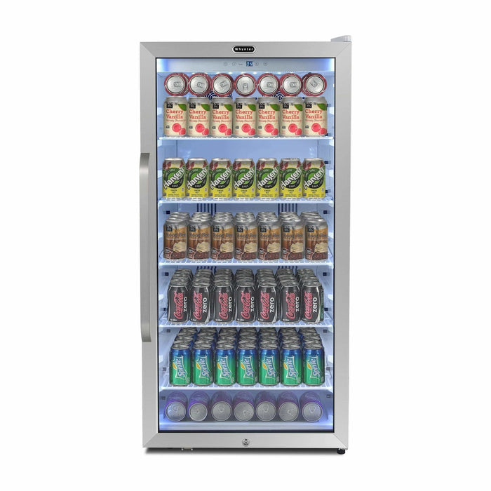 Whynter Freestanding 8.1 cu. ft. Stainless Steel Commercial Beverage Merchandiser Refrigerator with Superlit Door and Lock in White